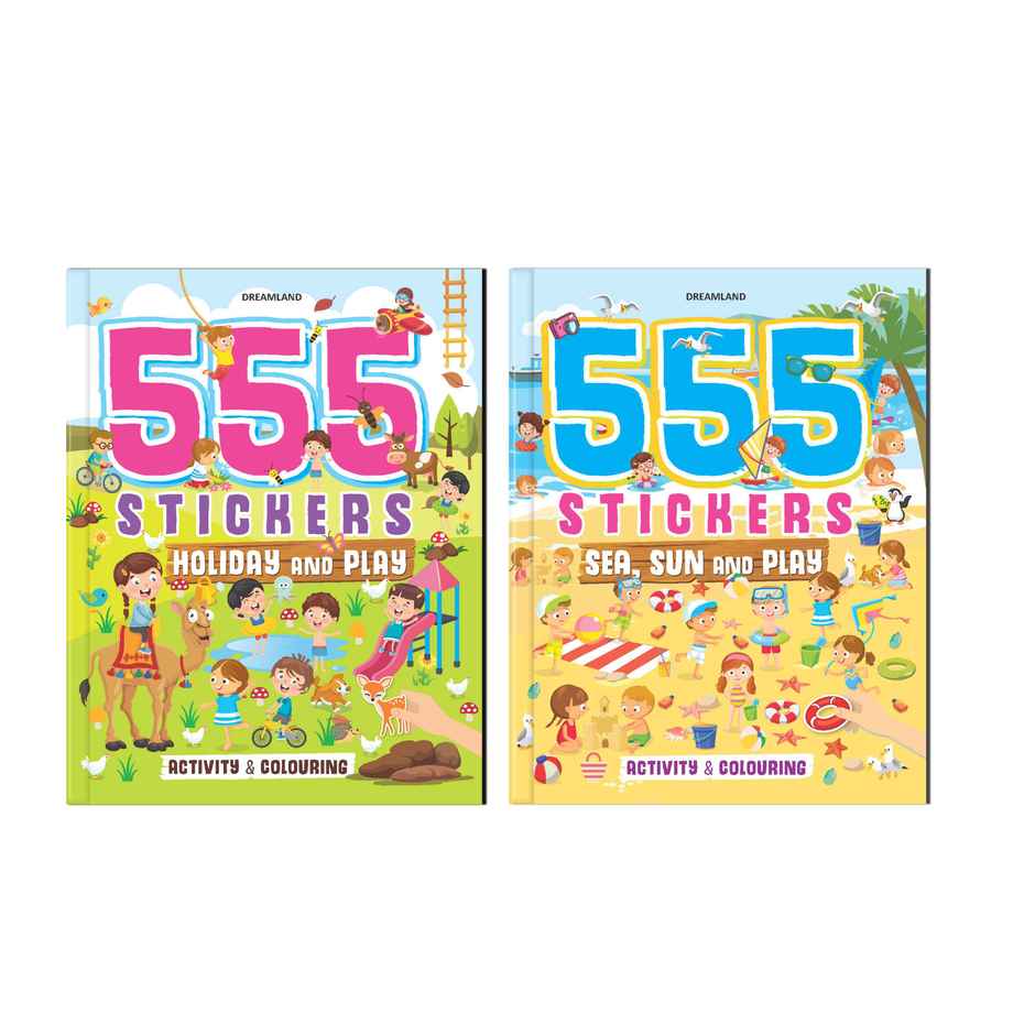 555 Stickers & Activity Books Pack Of 2 Books | Gift For Kids | Gift Pack | Activity Books For Kids