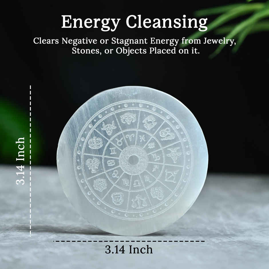 Hindcraft Selenite Plate With Zodiac Signs