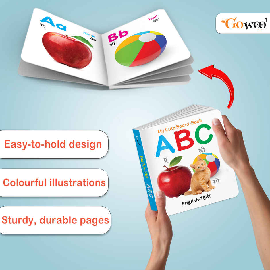 My Cute Board Book Abc (Eng-Hindi) | Educational Pocket Size Book for Toddlers Ages 3-12