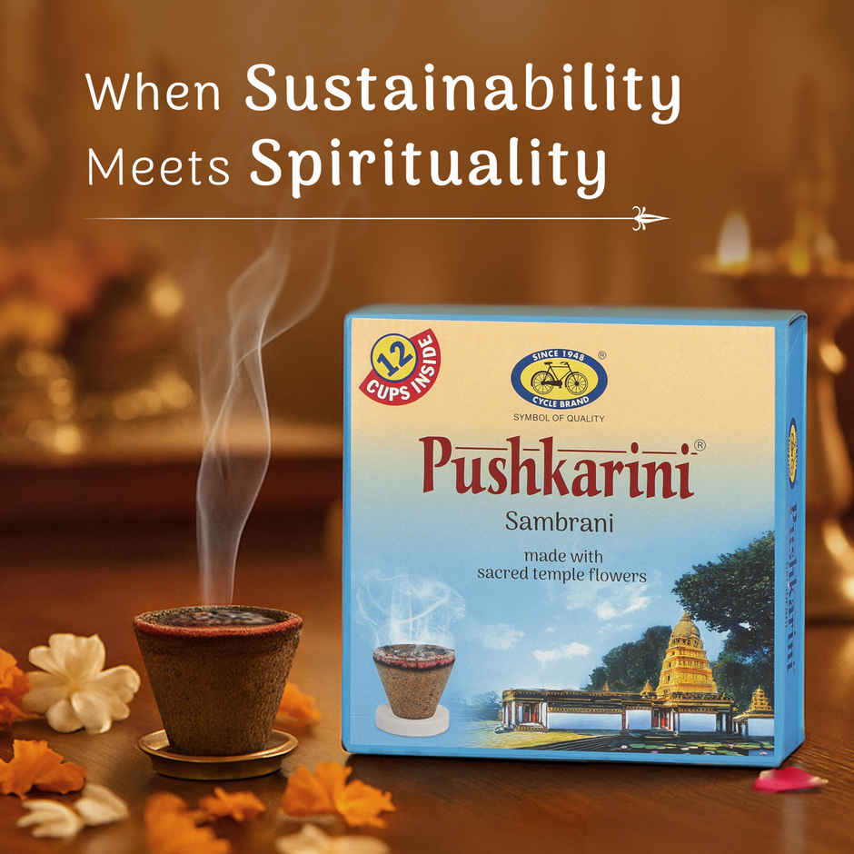Pure Pushkarini Sambrani Cups | 12 Cups | Cycle