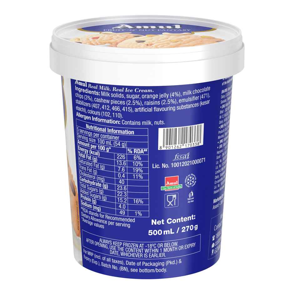 Amul Fruit N Nut Fantasy Ice Cream Tub | Creamy & Indulgent