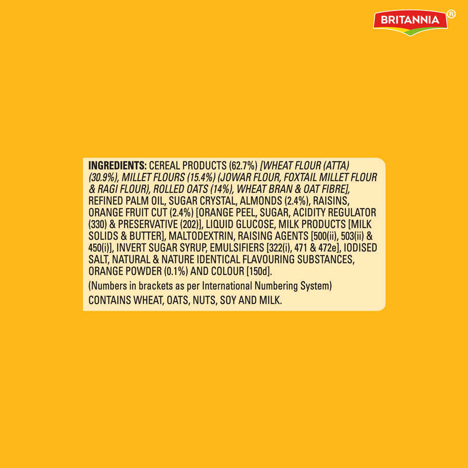 Britannia Nutrichoice Oats Orange & Almond Biscuits | Maida-free and Trans Fat-free