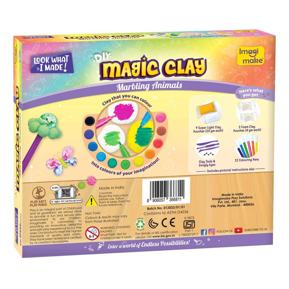 Imagimake Magic Clay | Marbling Animals | Creative Art Toy | Modeling Set for Kids