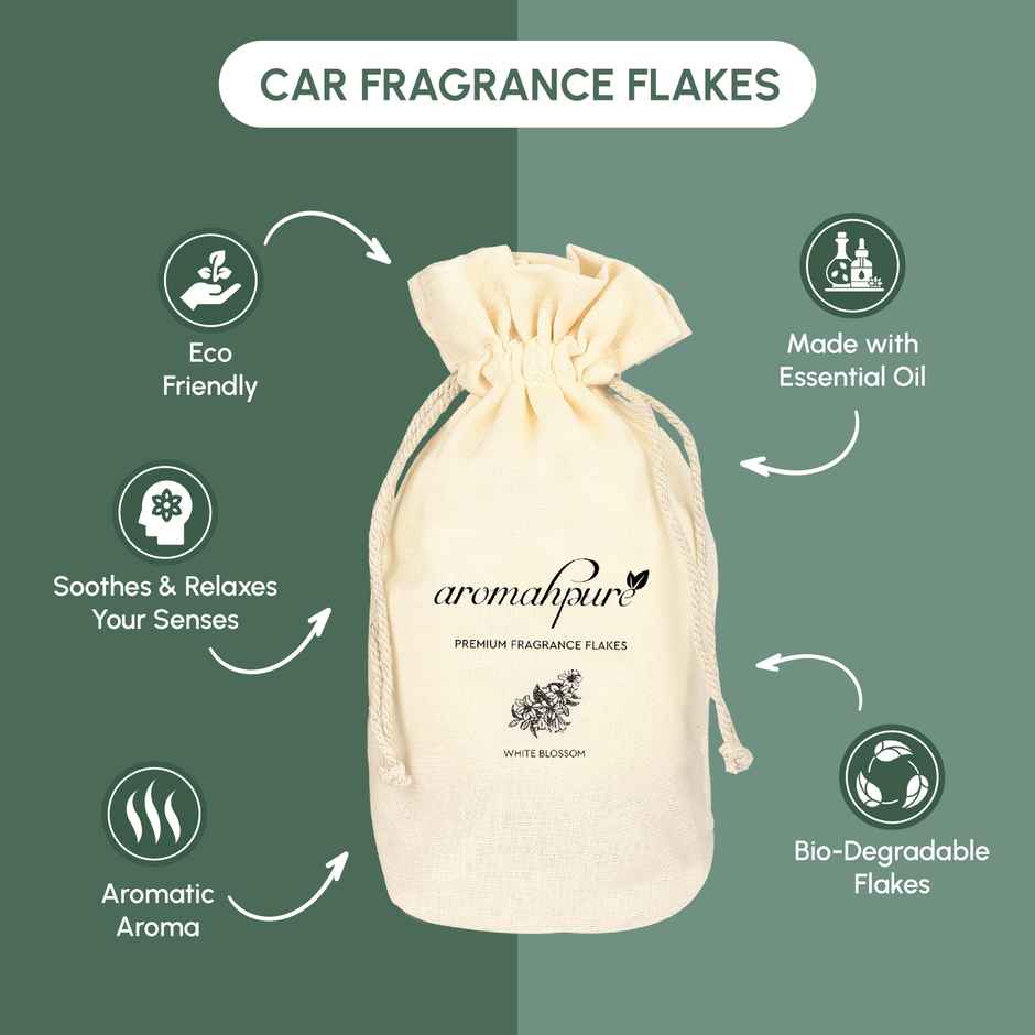 Aromahpure Premium Car Perfume Fragrance Flakes - White Blossom | Last Upto 30 days