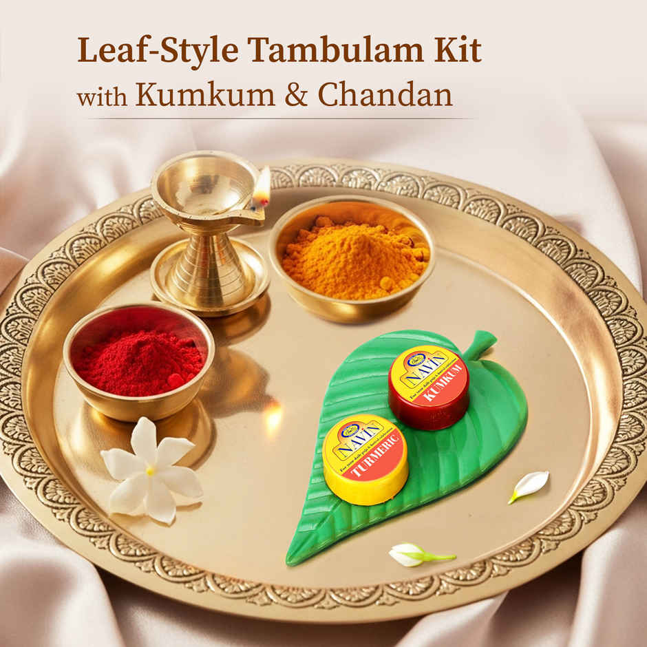Pure Om Shanthi Leaf-Style Tambulam Kit with Kumkum & Turmeric - Pack of 10 | Cycle