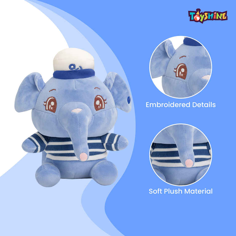 Spanker Sailor Elephant Soft Toy | Cute Plush in Striped Shirt - 23 cm