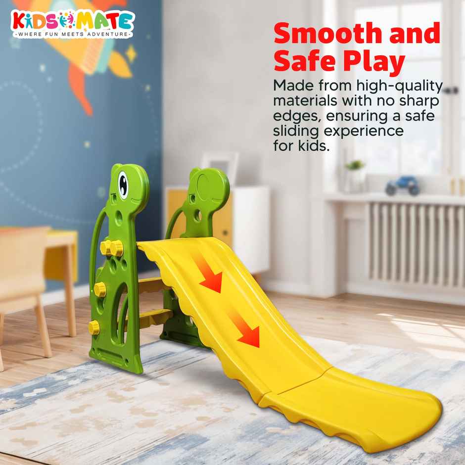 Kidsmate Indoor/Outdoor Slide for Toddlers 2-4Y - PE Plastic, Easy Assembly - Yellow/Green