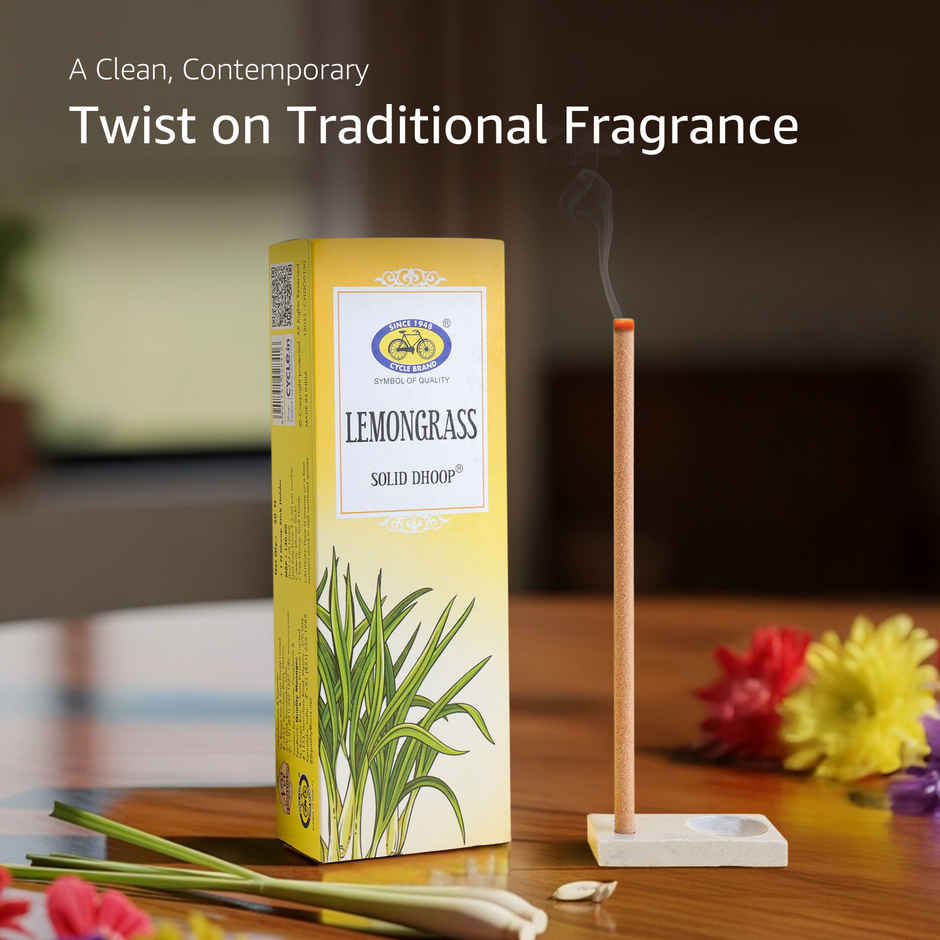 Pure Lemongrass Bambooless Solid Dhoop Stick | 6 Inch | 50 Sticks Pack | Cycle
