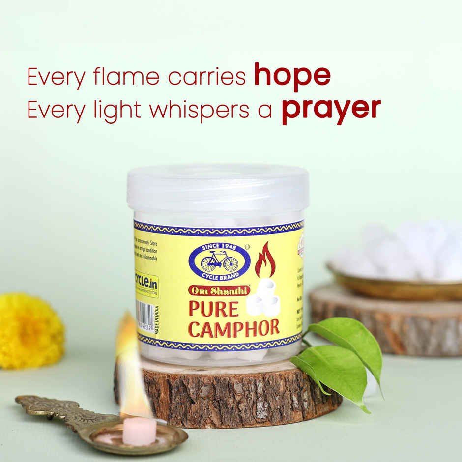 Cycle Pure Om Shanthi Camphor Round Tablets Jar | Natural & Residue-Free