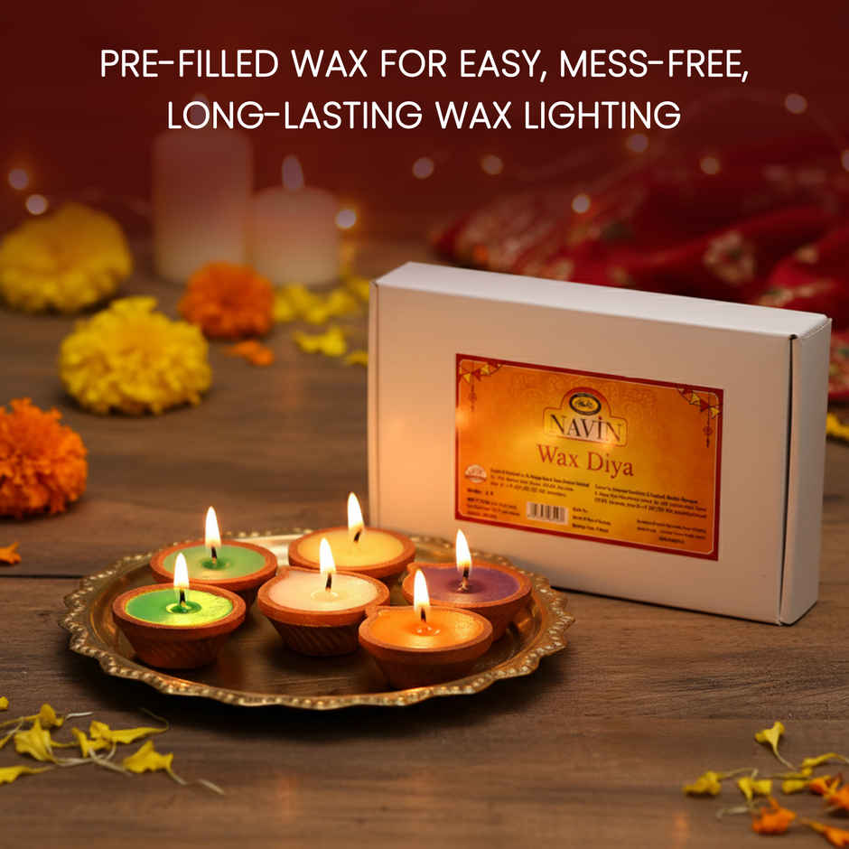 Decorative Wax Diya | Eco-Friendly Clay Candle Set | Clay Diya | Cycle