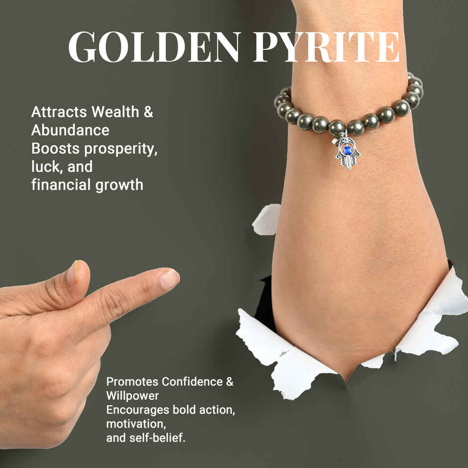 Hindcraft Original Pyrite Bracelet for Men & Women -  Certified Hand Bracelet for Wealth & Protection