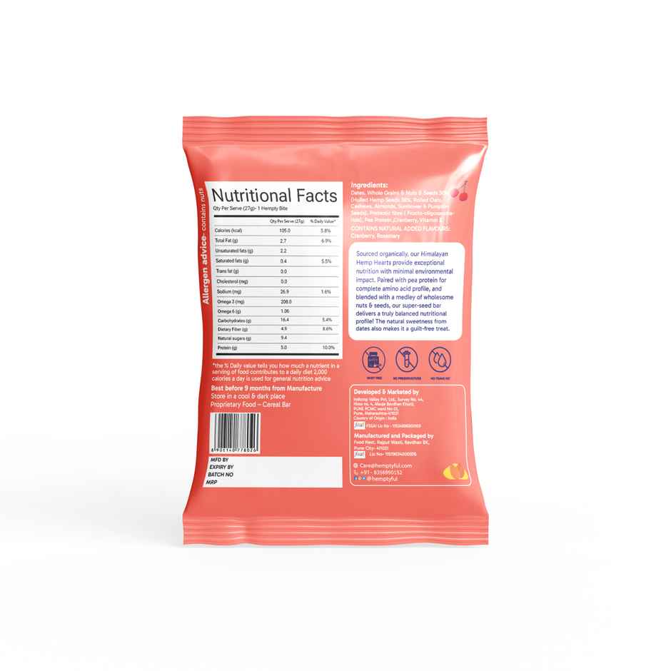 Hemptyful Superseed Bar - Cranberry