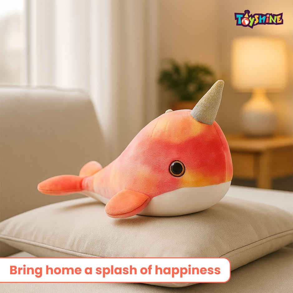 Spanker Whale Soft Toy | Cute Plush with Soft Horn | Tie Dye - 27 cm
