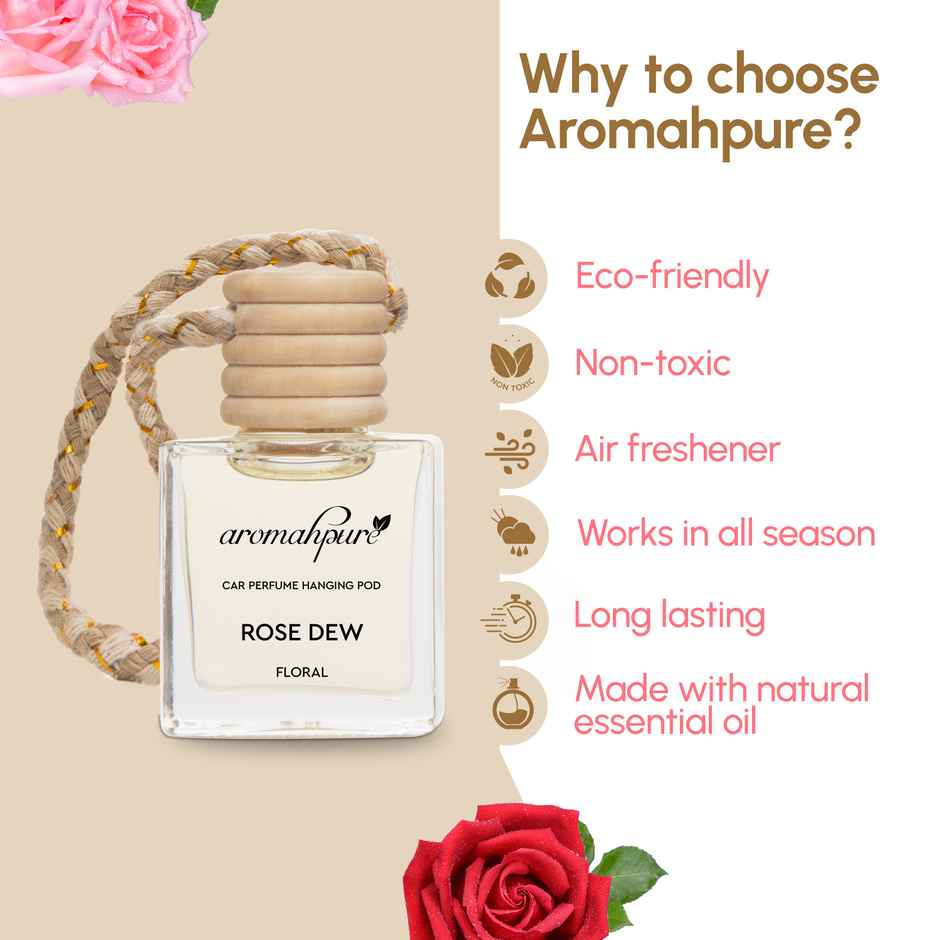 Aromahpure Premium Car Air Freshener Hanging Pod | Rose Fragrance | Last upto 30 Days
