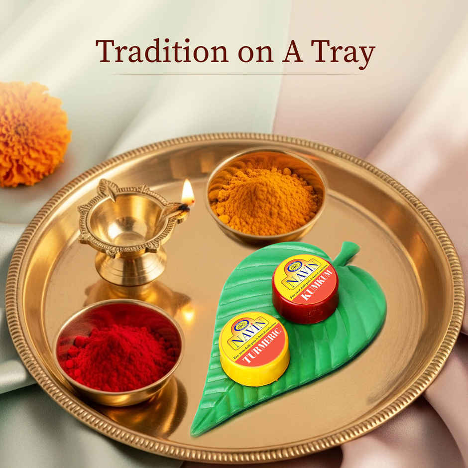 Pure Om Shanthi Leaf-Style Tambulam Kit with Kumkum & Turmeric - Pack of 10 | Cycle