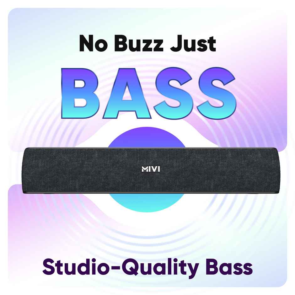 Mivi Fort S16 | 2 Full Range Drivers | 16W Bluetooth Soundbar | Black | 2.1 Channel