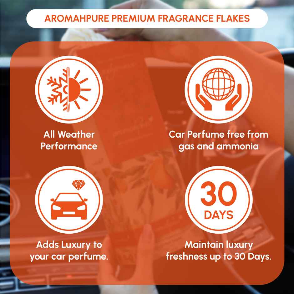Aromahpure Car Fragrance Flakes | Citrus Orange & Lemon | Last Upto 30 days