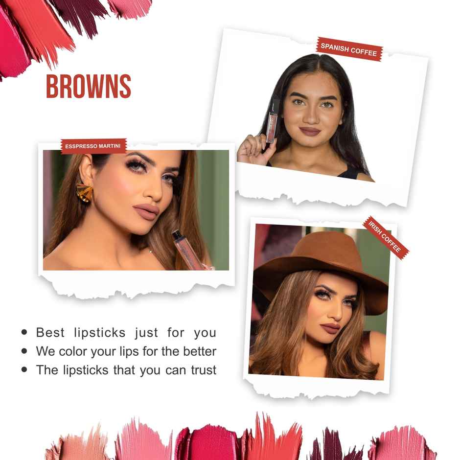 Love Earth Liquid Mousse Matte Lipstick | Browns | Pack of 3