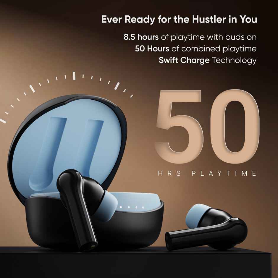 Mivi DuoPods D4 TWS | Rich Bass | 50H Playtime | AI ENC | 13 mm | 5.3 BT | Black | True Wireless