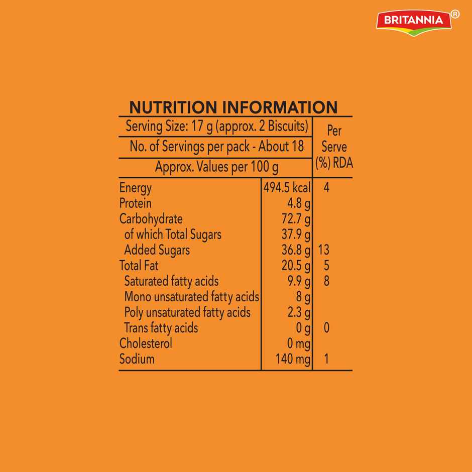 Britannia Treat Orange Creme Sandwich Biscuits | Trans Fat-free