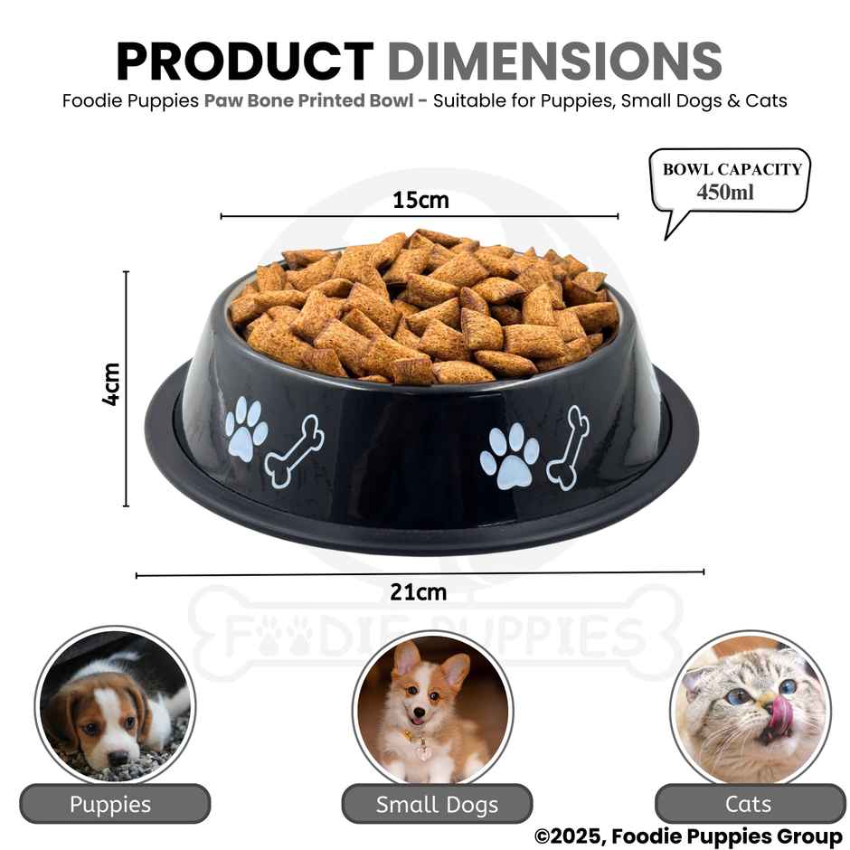 Foodie Puppies Pet Feeding Printed Bowl for Dogs & Cats (Color May Vary)