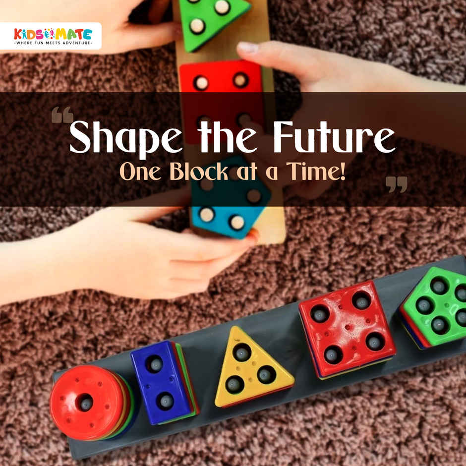 Kidsmate Geometric Plastic Blocks | Sorting & Stacking Toys for Toddlers & Kids | Multicolour