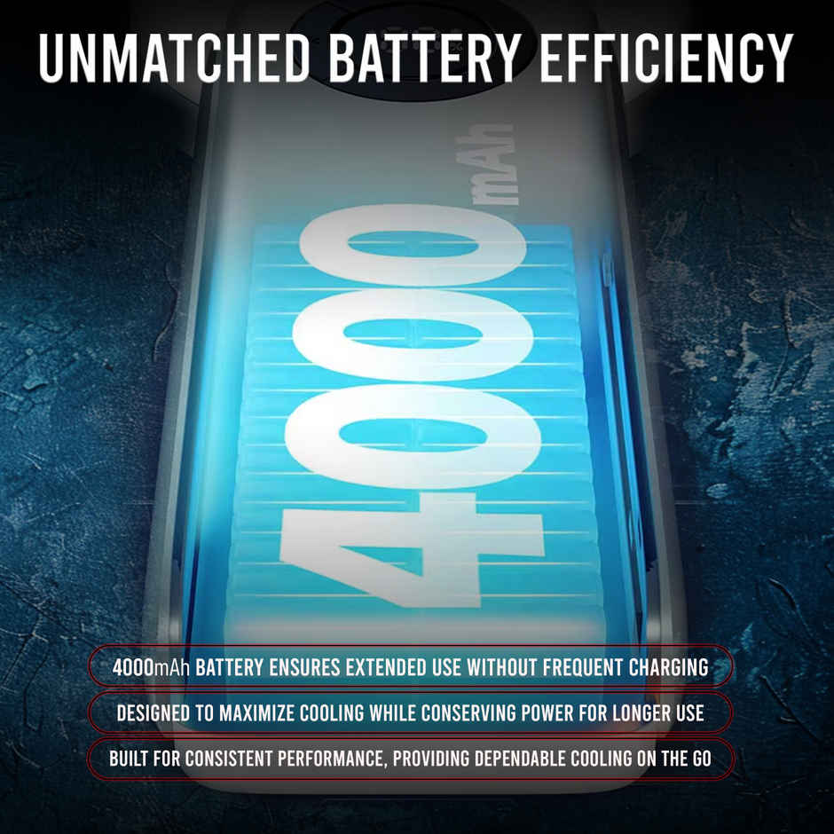 NEV Aerion Portable Fan with Icing Pad | Bendable Head, Handheld and Desktop | 4000 mAh