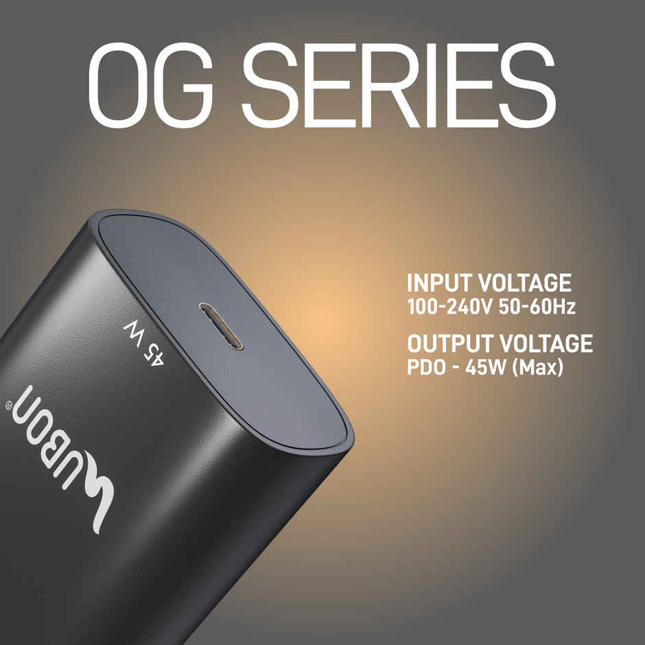 UBON CH33 45W PD with Type C Port Wall Charger, PD Technology, Supports MacBook, Type-C Laptops, iPhone, Samsung, OnePlus etc - Black