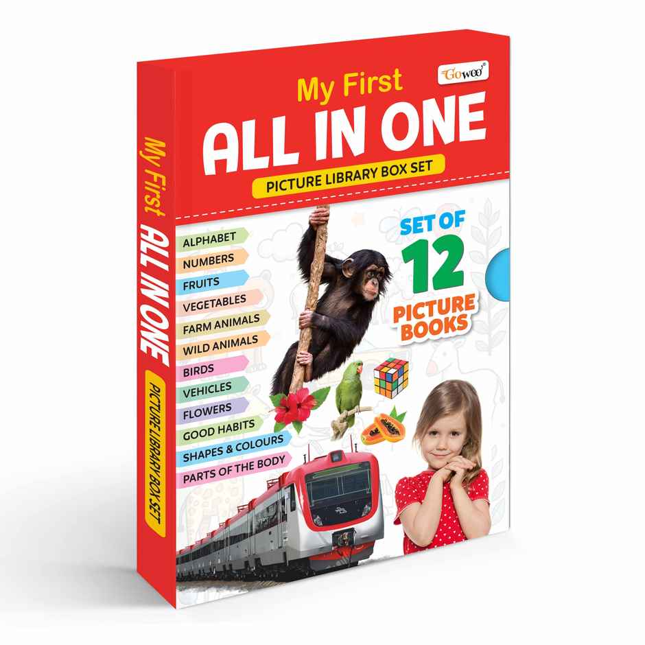 My First All in One Picture Library Box of 12 | Pre-school Books | Gift Set for Kids in Red