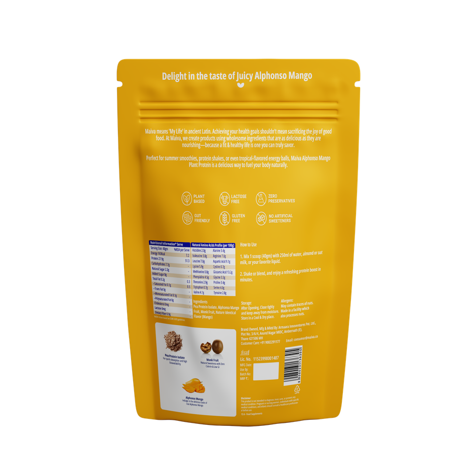 Maiva Pro Plant Protein Powder - Alphonso Mango