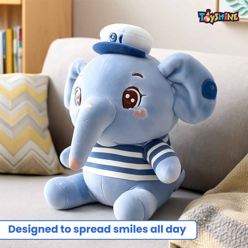 Spanker Sailor Elephant Soft Toy | Cute Plush in Striped Shirt - 23 cm