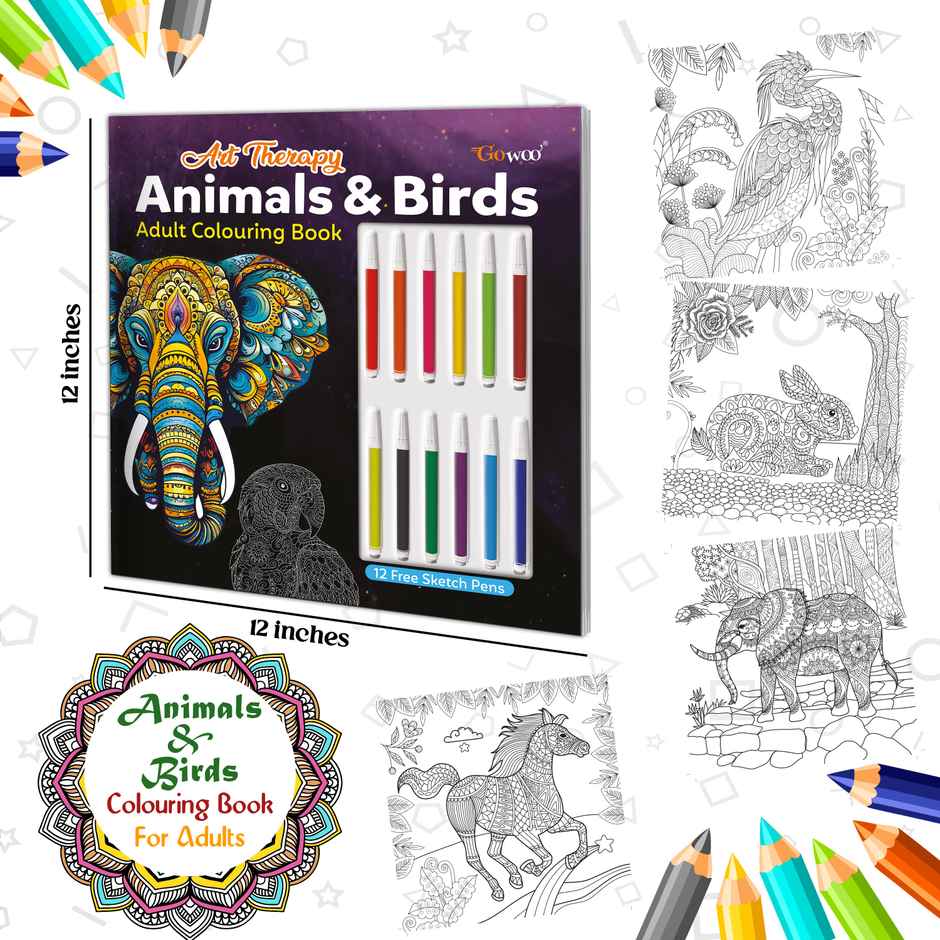 Art Therapy Animals & Birds Adult Colouring Book -colouring Book for Adults | Mindful Coloring Book