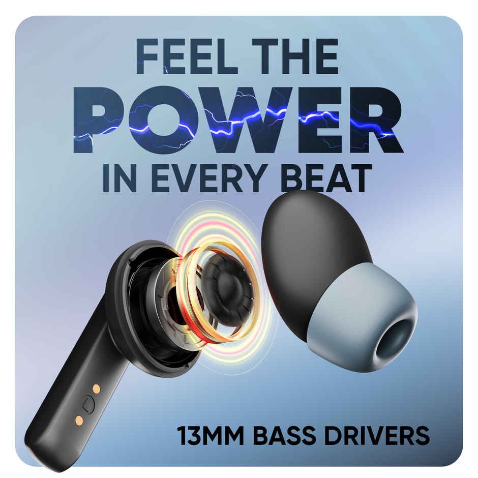 Mivi DuoPods Sync TWS, 60H Playtime, 13mm Drivers, AI ENC Calls, IPX4, BT 5.3