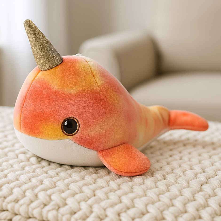 Spanker Whale Soft Toy | Cute Plush with Soft Horn | Tie Dye - 27 cm