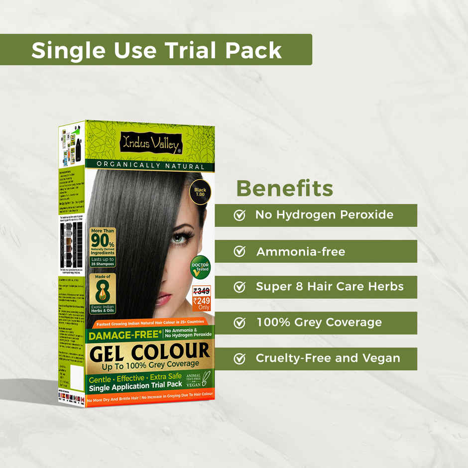 Indus Valley Gel Hair Colour for Women & Men Damage, Ammonia & PPD Free Hair Color | Black