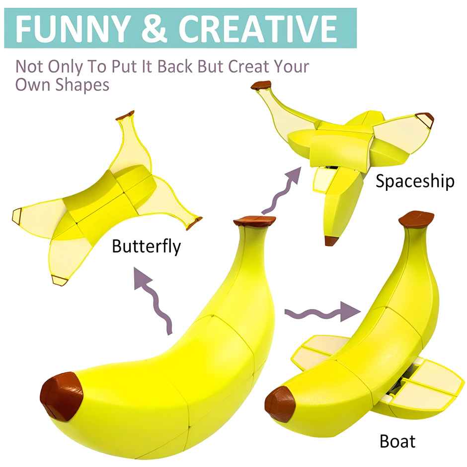 Toyshine Banana-shaped Magic Speed Cube 3x3 - Stress Relief & Brain Puzzle | Ages 3+