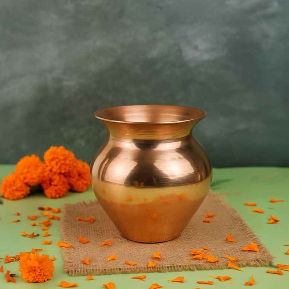 Brass Kalash for Puja Havan and Rituals | Polished Finish | 95 x 10 cm Width | Cycle