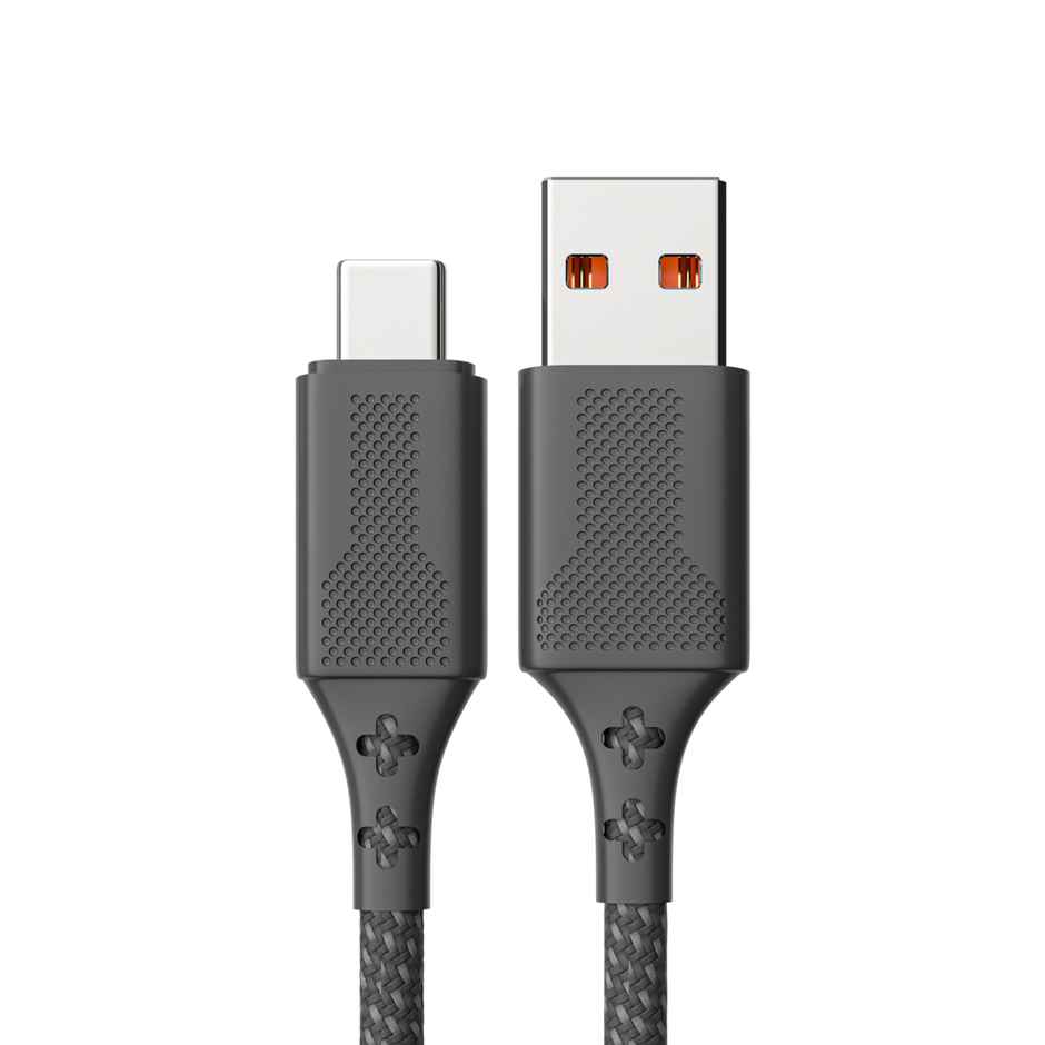 UBON Braided WR408 Type-C Cable 65W 2mtr Fast Charging Cable Unbreakable 5000+ bend Test For Smartphones,Tablets,Laptops & Other Micro USB enabled Devices,480Mbps Data Sync - Black