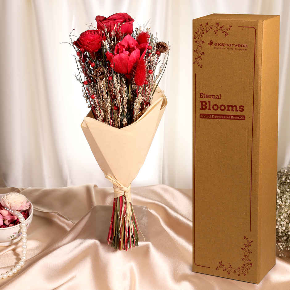 Crimson Romance Natural Dried Flower Bouquet | Eternal Blooms