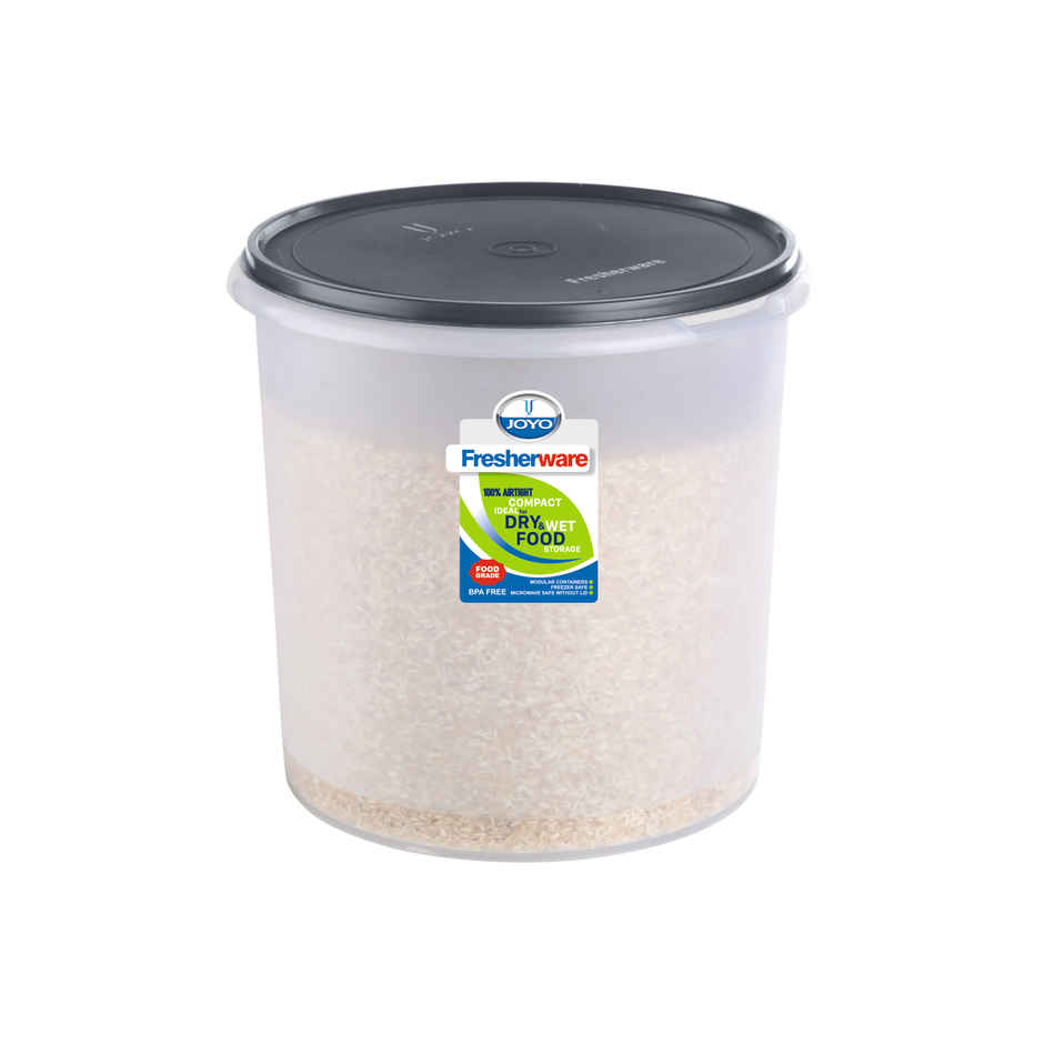 Joyo Fresherware Round Plastic Containers|Bpa Free|For Rice, Dal, Atta & Flour-15 Ltr-Assorted