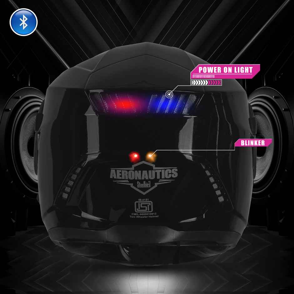 Steelbird SBH-40 Bt Glossy Iss Black - 600 mm - L