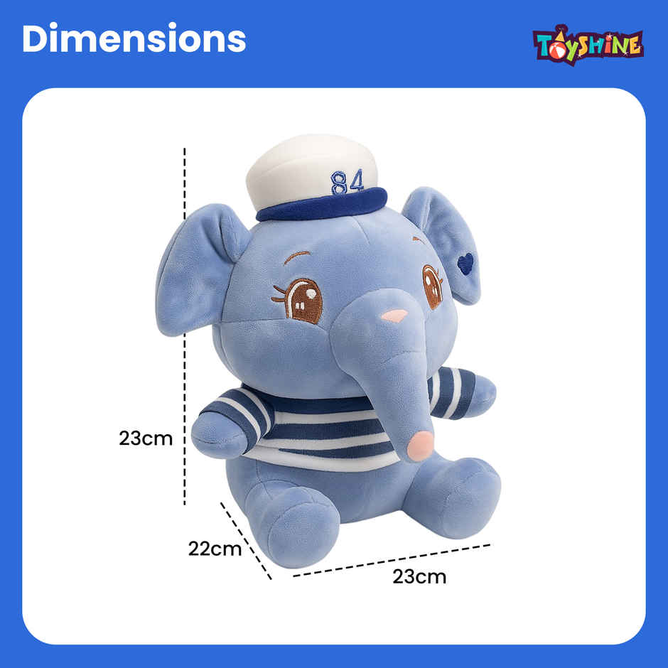 Spanker Sailor Elephant Soft Toy | Cute Plush in Striped Shirt - 23 cm
