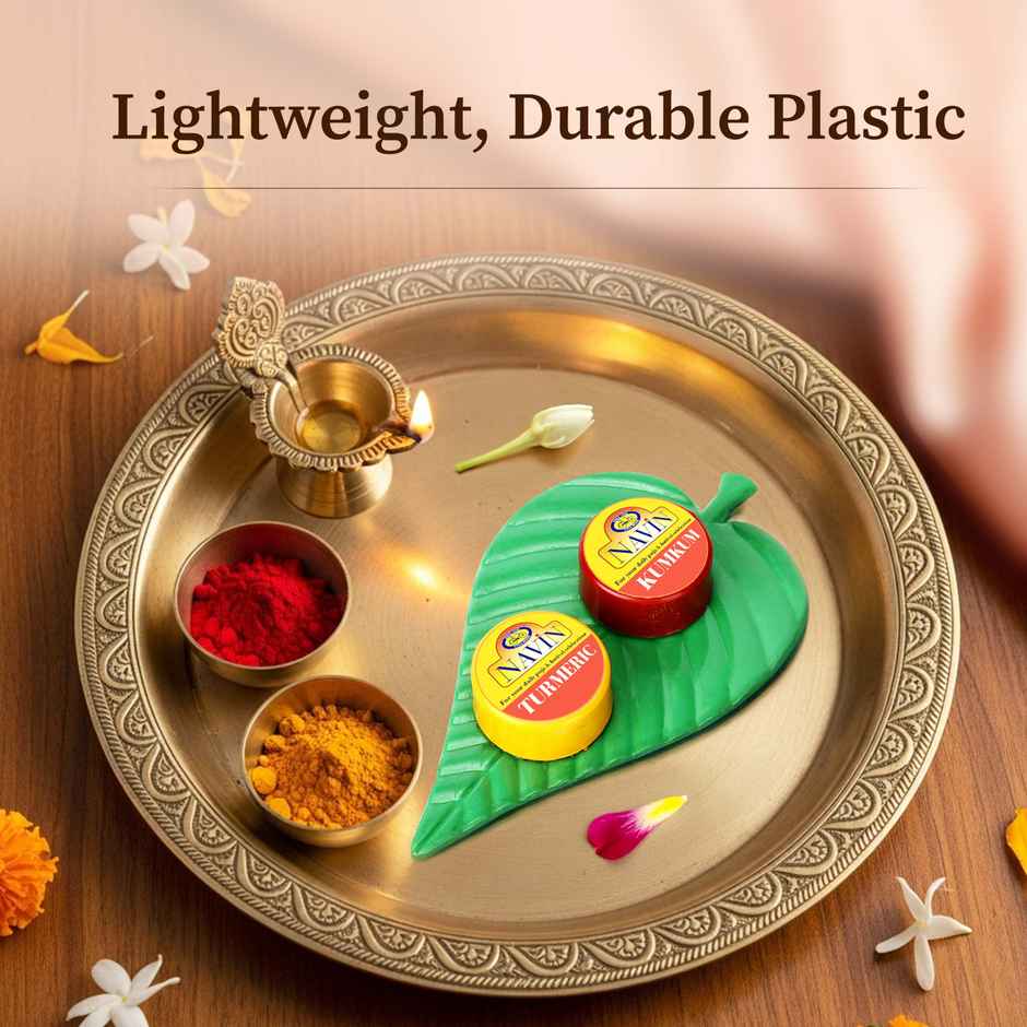Pure Om Shanthi Leaf-Style Tambulam Kit with Kumkum & Turmeric - Pack of 10 | Cycle