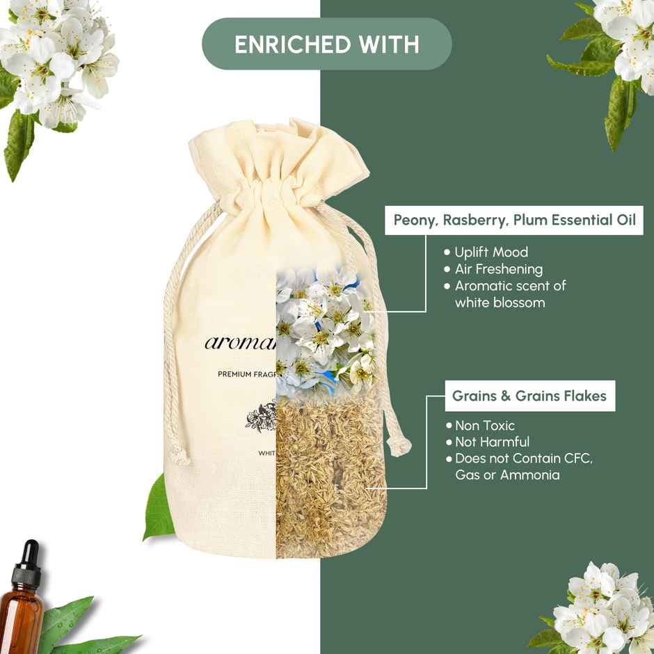 Aromahpure Premium Car Perfume Fragrance Flakes - White Blossom | Last Upto 30 days
