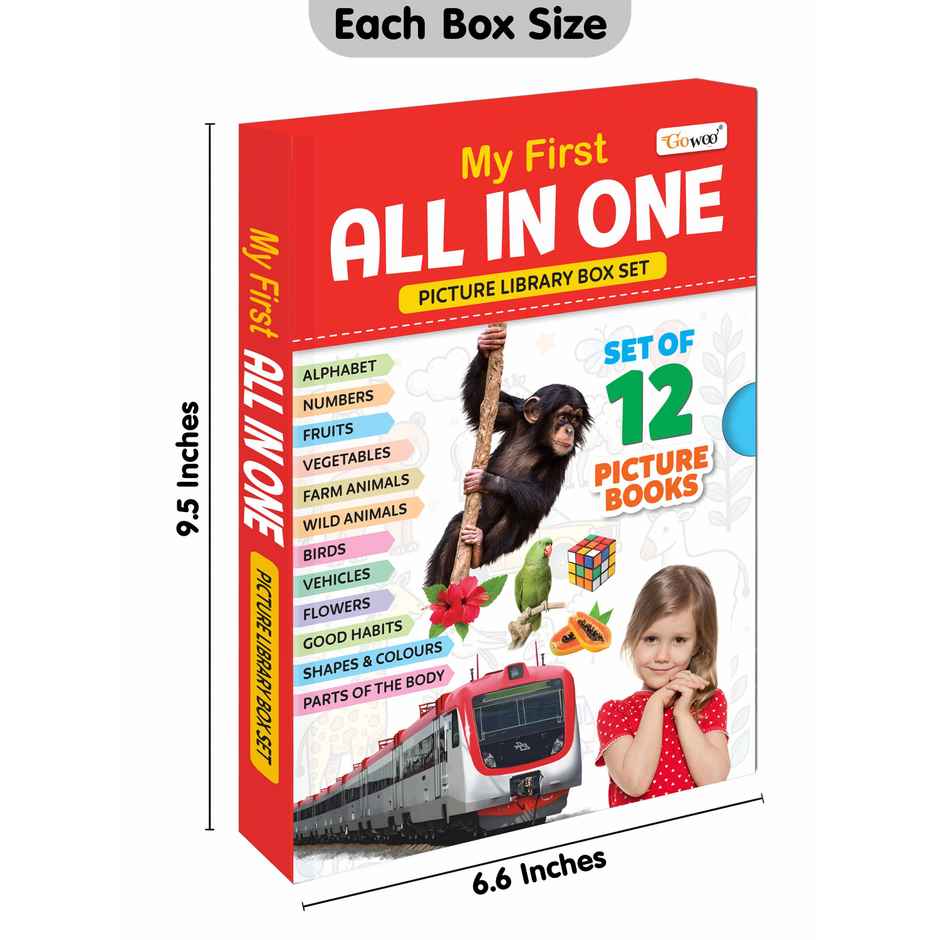 My First All in One Picture Library Box of 12 | Pre-school Books | Gift Set for Kids in Red