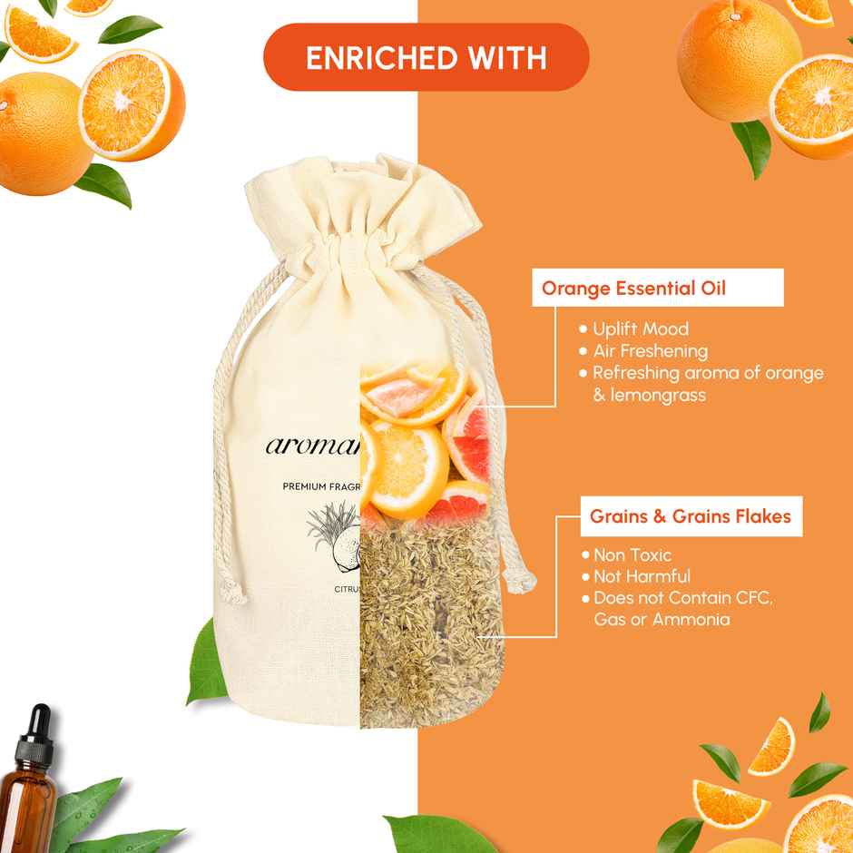 Aromahpure Car Fragrance Flakes | Citrus Orange & Lemon | Last Upto 30 days