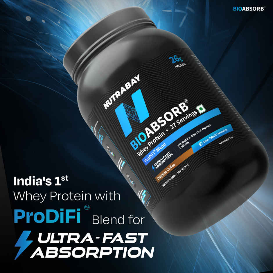 Nutrabay BioAbsorb Whey Protein Powder - Dalgona Coffee