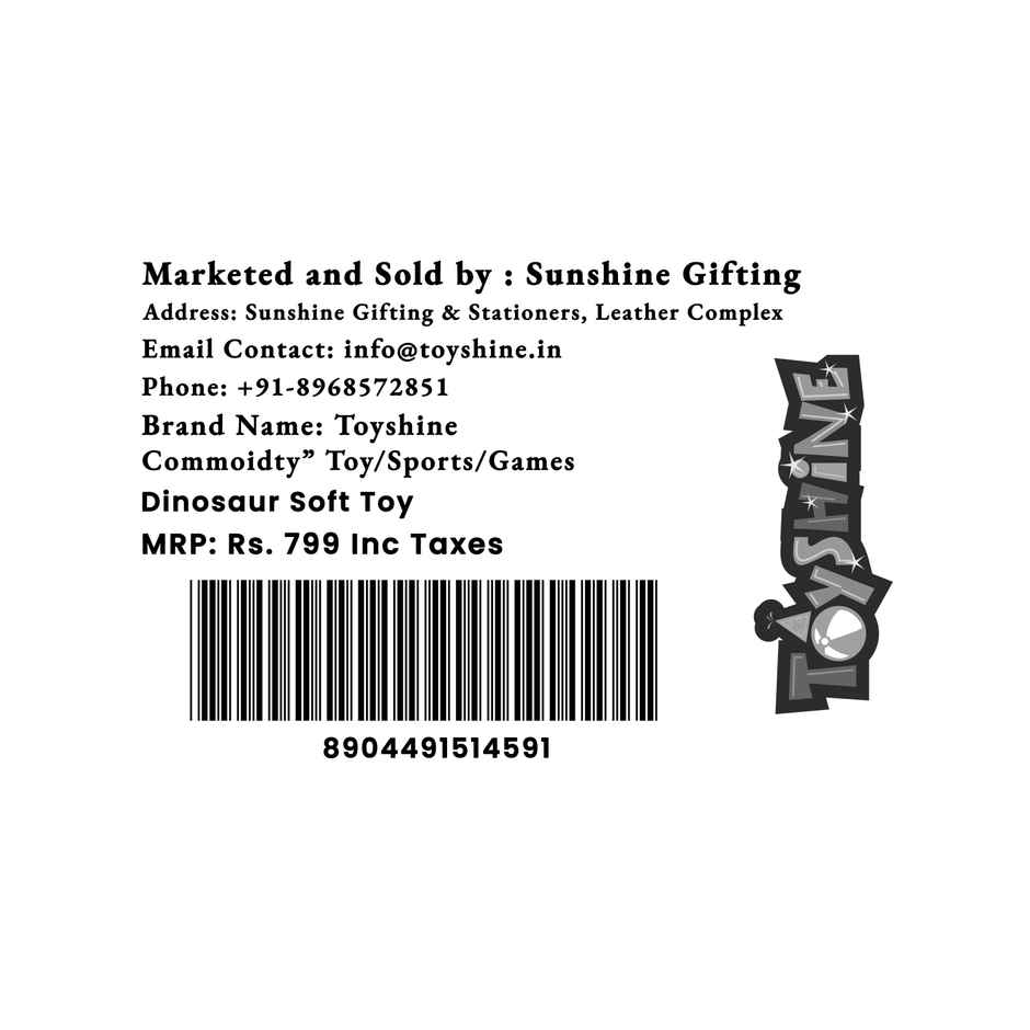 Spanker Dinosaur Soft Toy | Cute Plush Dino for Kids & Room Decor | Blue - 28 cm