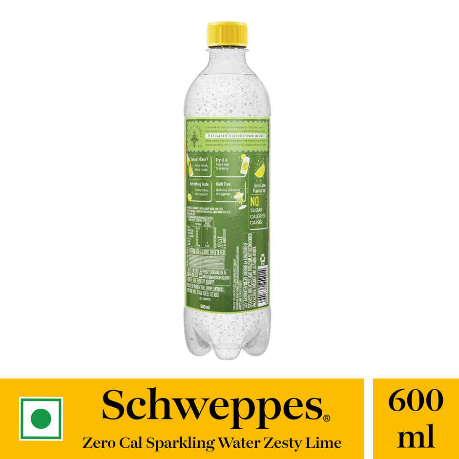Schweppes Zero Calories Flavoured Sparkling Water Zesty Lime
