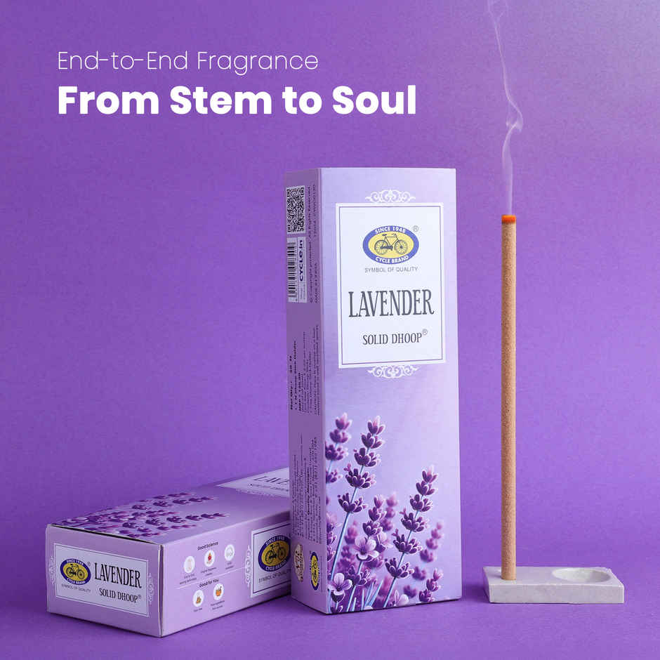 Pure Lavender Bambooless Solid Dhoop Stick | 6 Inch | Pack Of 50 Sticks | Cycle